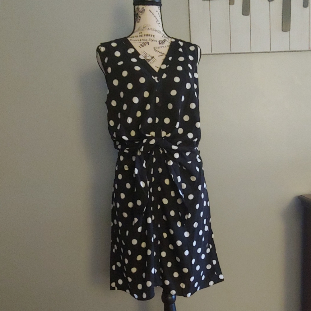 Black and White Polka Dot Button Front Dress